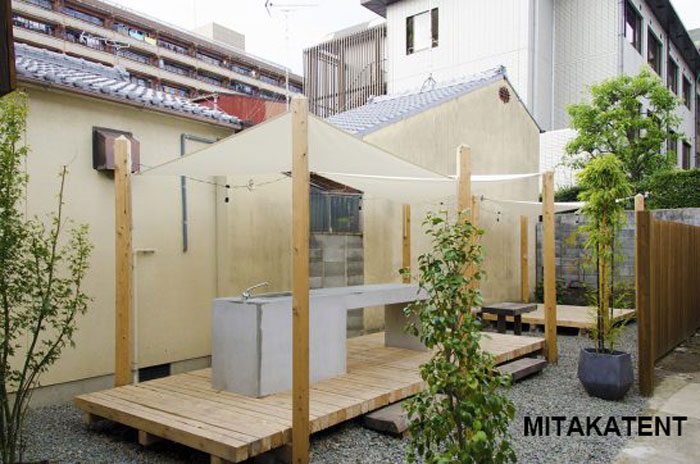 京都三善路地プロジェクトのタープ納品しました:三鷹テント